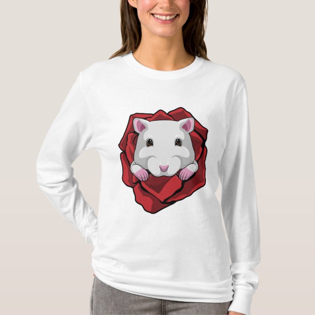 Camiseta Hamster com Rosa (Frente)