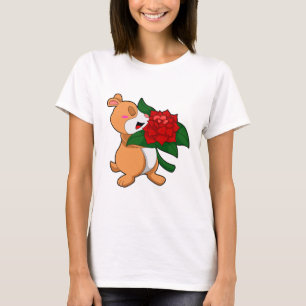 Camiseta Hamster com Rosa de Flor
