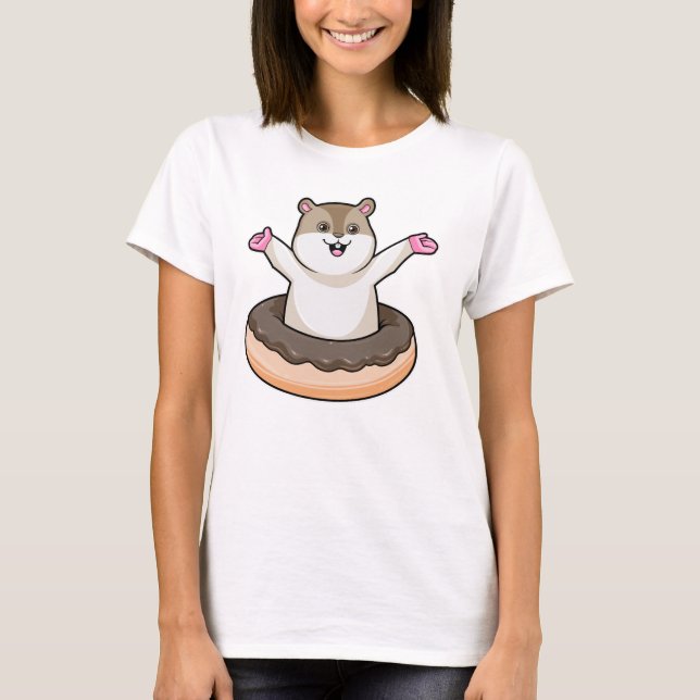 Camiseta Hamster com Rosquinha de Chocolate (Frente)