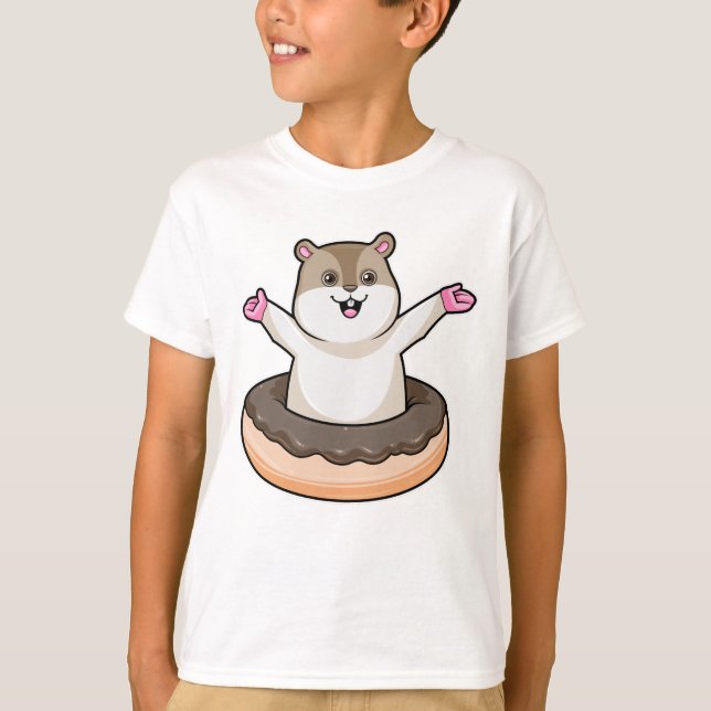 Camiseta Hamster com Rosquinha de Chocolate (Frente)