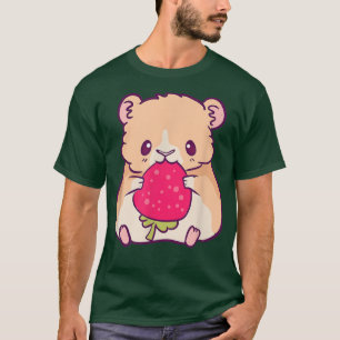 Camiseta Hamster Com Um Anime Kawai Cute Kawaii De Morango