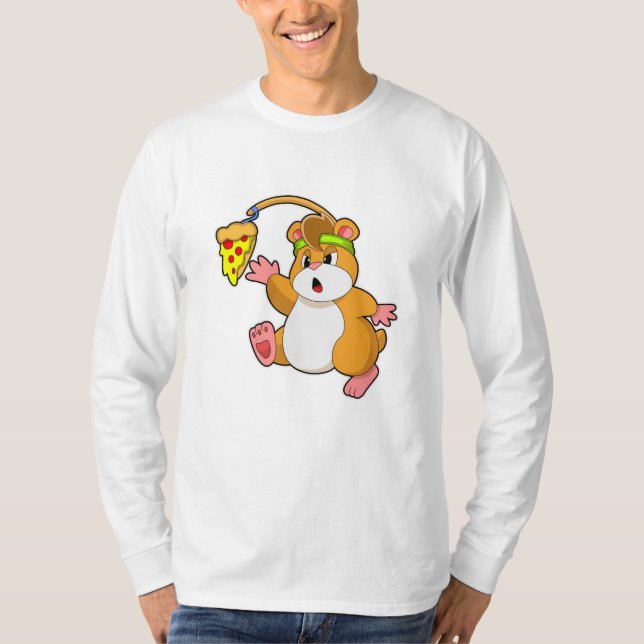 Camiseta Hamster comendo com pizza (Frente)