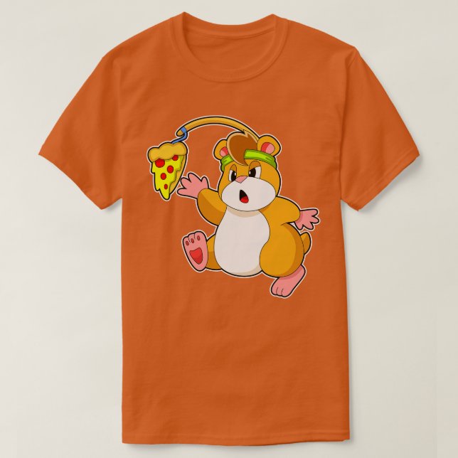 Camiseta Hamster comendo com pizza (Frente do Design)