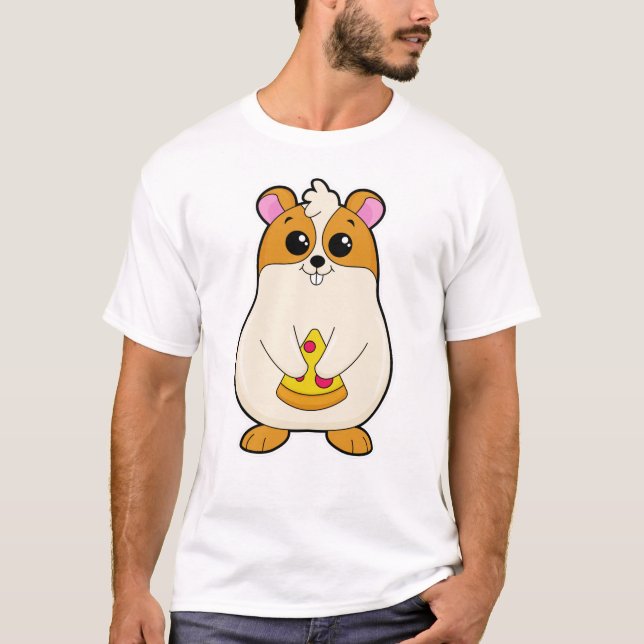Camiseta Hamster comendo pizza (Frente)