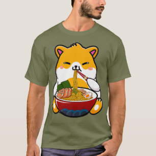 Camiseta Hamster Comendo Ramen Noodle Anime Japonês Engraça