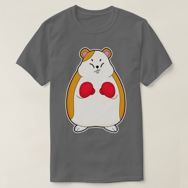 Camiseta Hamster Como Boxer Com Luvas In A Box (Frente do Design)