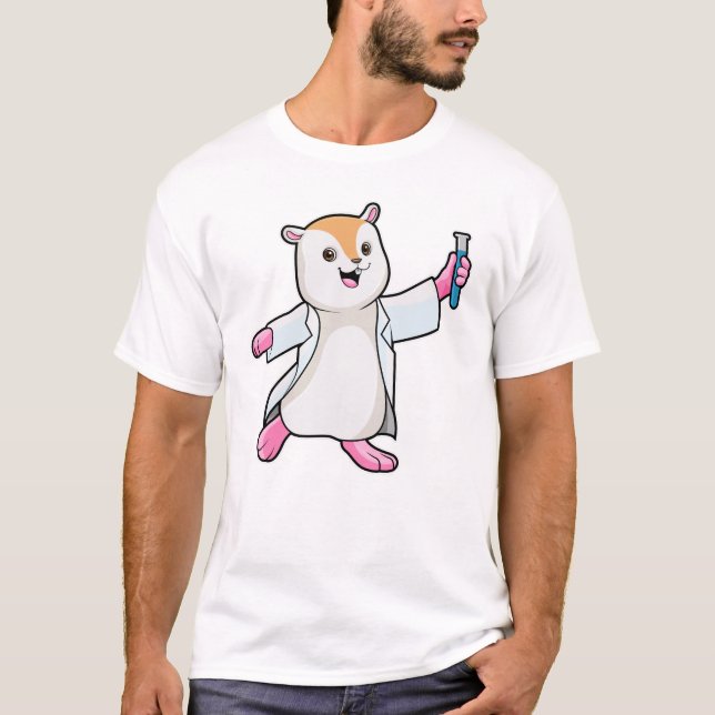 Camiseta Hamster como Cientista com tubo de ensaio (Frente)