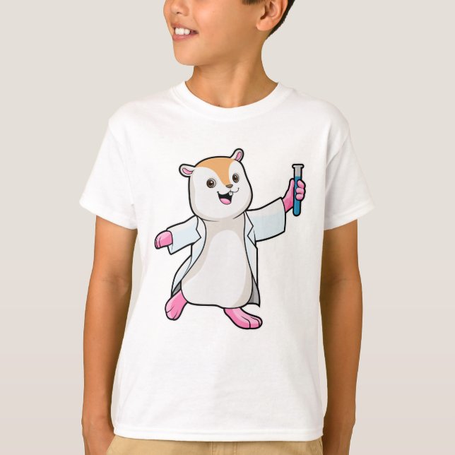Camiseta Hamster como Cientista com tubo de ensaio (Frente)