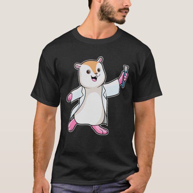 Camiseta Hamster como Cientista com tubo de ensaio (Frente)