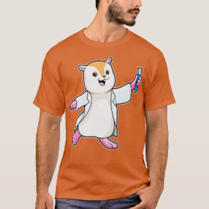 Camiseta Hamster como Cientista com tubo de ensaio