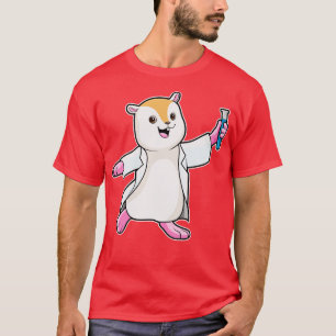 Camiseta Hamster Como Cientista Com Tubo De Teste