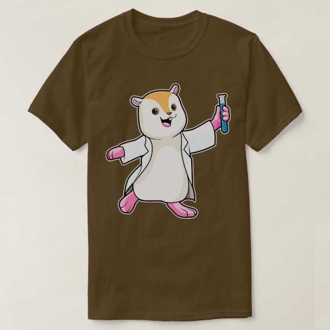 Camiseta Hamster Como Cientista Com Tubo De Teste (Frente do Design)