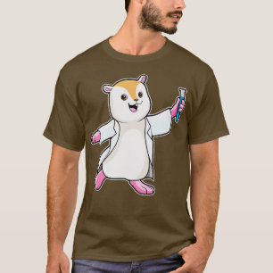 Camiseta Hamster Como Cientista Com Tubo De Teste