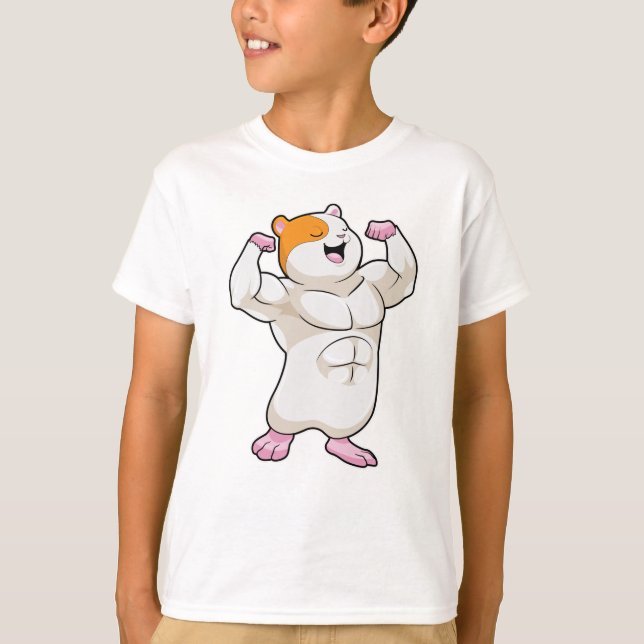 Camiseta Hamster como Criador de Portos com Grandes Músculo (Frente)