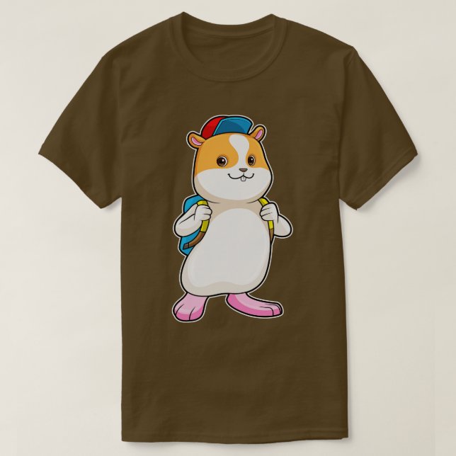 Camiseta Hamster como Estudante com Boné de Backpack (Frente do Design)