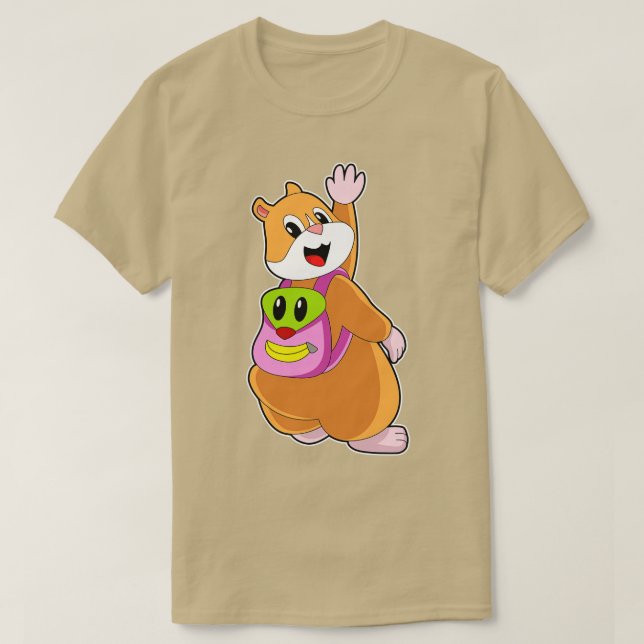 Camiseta Hamster Como Estudante Com Mochila (Frente do Design)