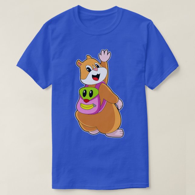 Camiseta Hamster Como Estudante Com Mochila (Frente do Design)