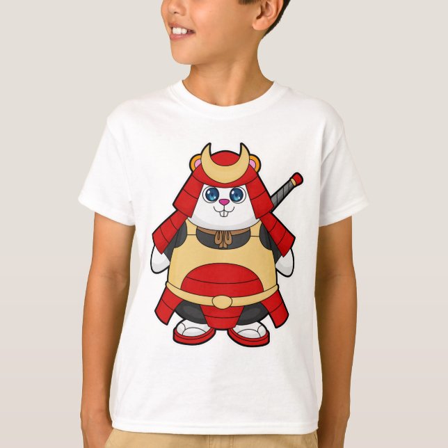 Camiseta Hamster como Guerreiro com Armor (Frente)