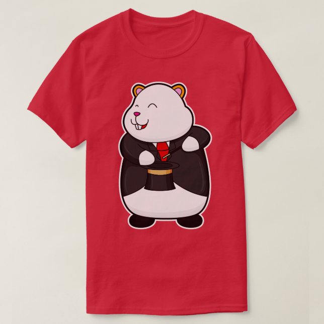 Camiseta Hamster como mágico com chapéu de varinha mágica (Frente do Design)