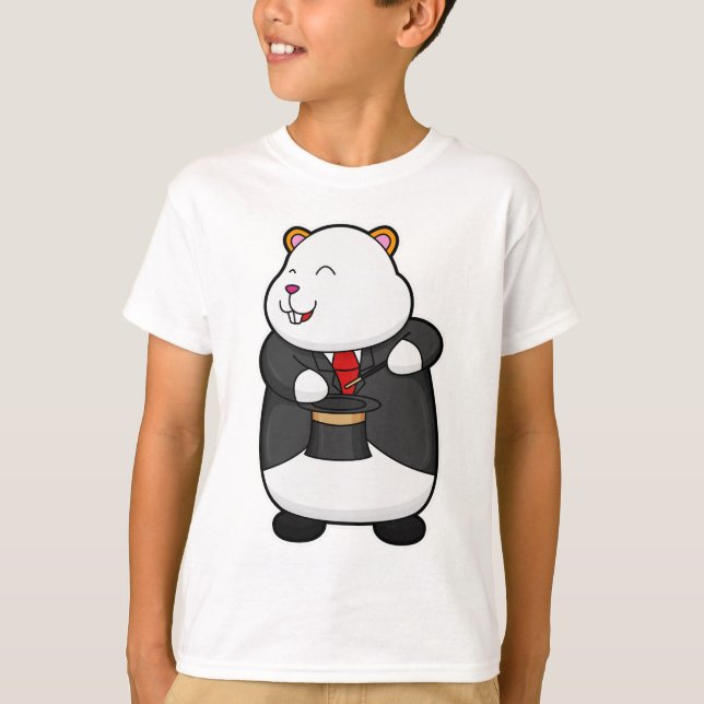 Camiseta Hamster como mágico com varinha mágica e chapéu (Frente)