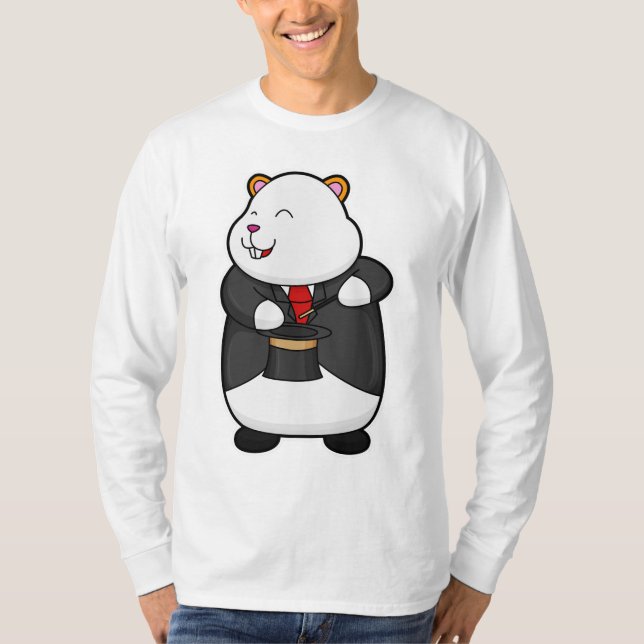 Camiseta Hamster como mágico com varinha mágica e chapéu (Frente)