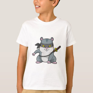 Camiseta Hamster como Ninja nas artes marciais com espada