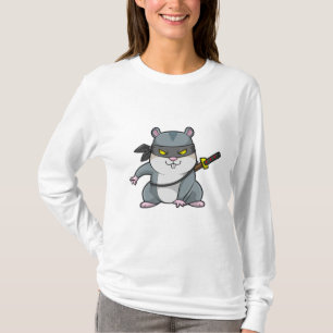 Camiseta Hamster como Ninja nas artes marciais com espada