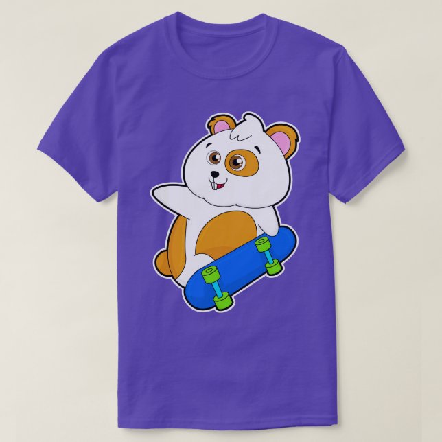 Camiseta Hamster como Patinador com skate (Frente do Design)
