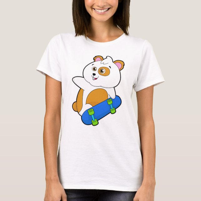 Camiseta Hamster como Patinador com skate (Frente)