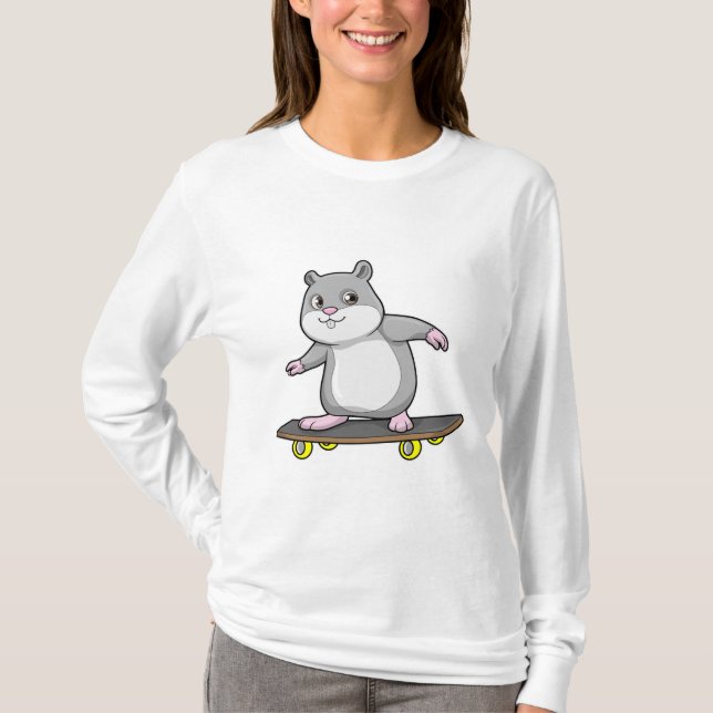 Camiseta Hamster como Patinador com skate (Frente)