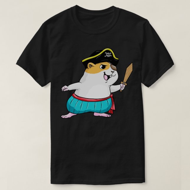 Camiseta Hamster como um pirata com espada (Frente do Design)