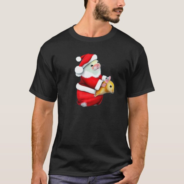 Camiseta Hamster Dad and Hamster Baby in Christmas Costume  (Frente)