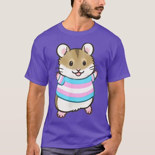Camiseta Hamster de Bandeira do Orgulho Trans da Pipsqueake (Frente)