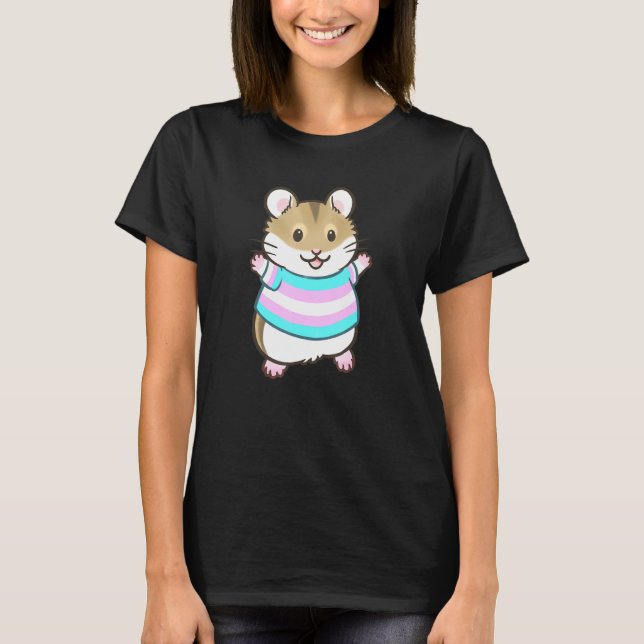 Camiseta Hamster de Bandeira do Orgulho Trans da Pipsqueake (Frente)