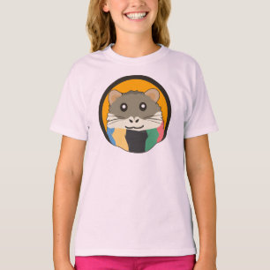 Camiseta Hamster de desenho animado bonito com um cachecol