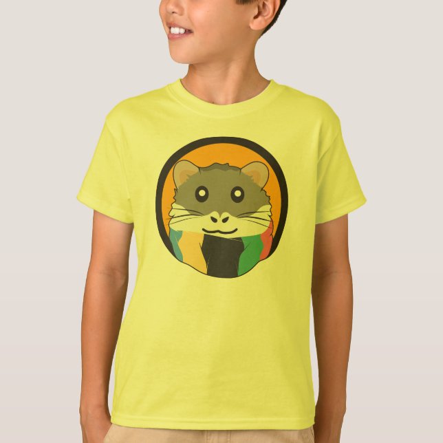 Camiseta Hamster de desenho animado fofo com um cachecol mu (Frente)