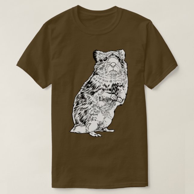 Camiseta Hamster de desenho preto-e-branco (Frente do Design)