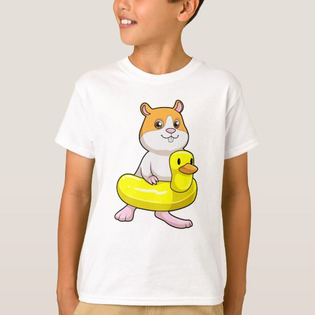 Camiseta Hamster em Beach com Duck como anel de Natação (Frente)