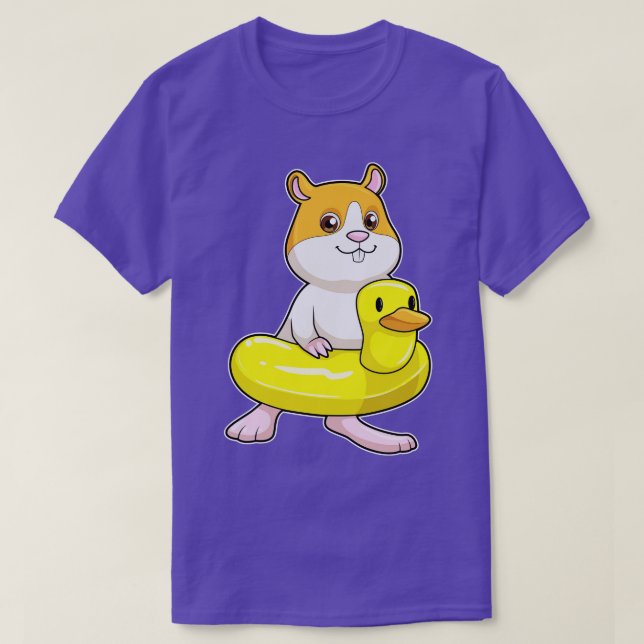 Camiseta Hamster em Beach com Duck como anel de Natação (Frente do Design)