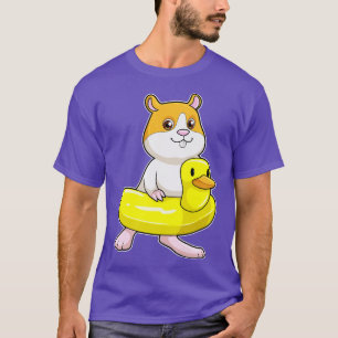 Camiseta Hamster em Beach com Duck como anel de Natação