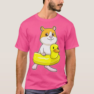 Camiseta Hamster em Beach com Duck como anel de Natação