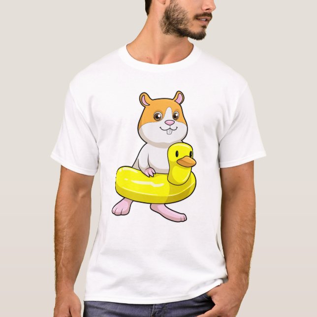 Camiseta Hamster em Beach com Duck como anel de Natação (Frente)