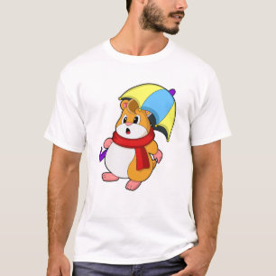 Camiseta Hamster em chuva com guarda-chuva