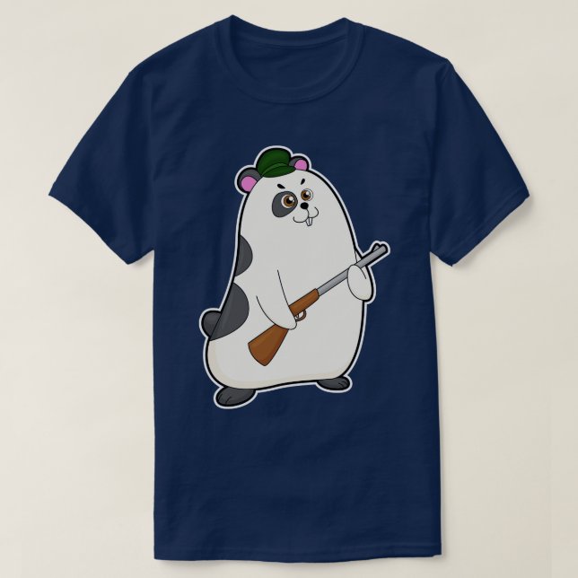 Camiseta Hamster em Hunter com Armas (Frente do Design)