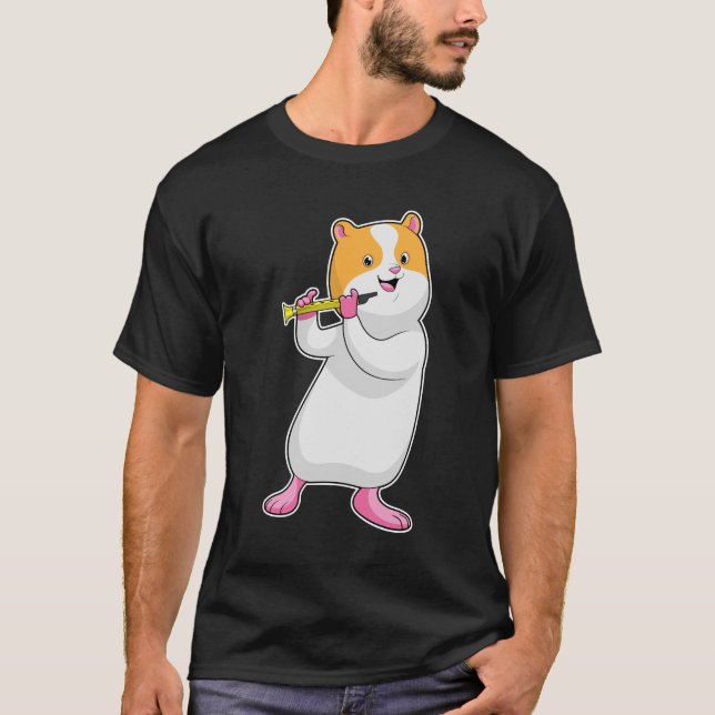 Camiseta Hamster em Música com Flute (Frente)