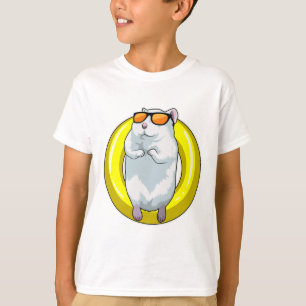 Camiseta Hamster em Nadar com anel de Natação
