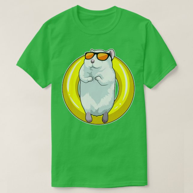 Camiseta Hamster em Nadar com anel de Natação (Frente do Design)