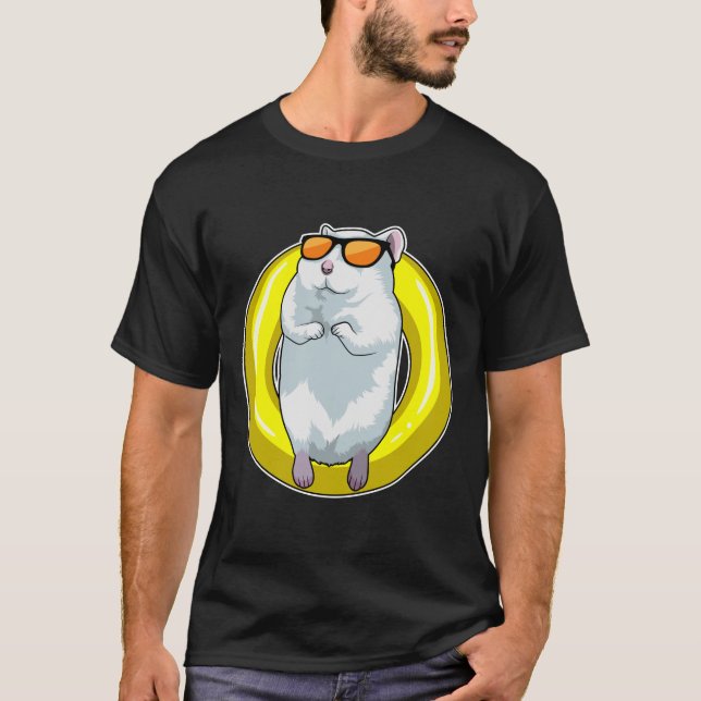 Camiseta Hamster em Nadar com anel de Natação (Frente)