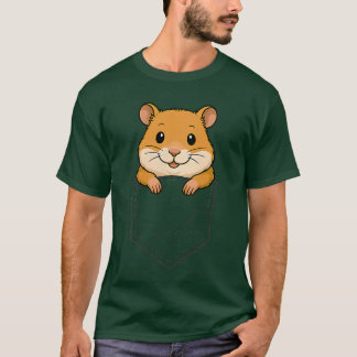 Camiseta Hamster Engraçado Espiando no Bolso Amante de Anim