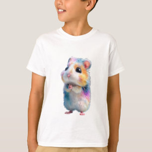 Camiseta Hamster Galáxia Arco-Íris Aquarela Crianças